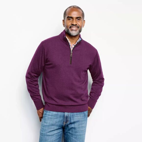 $129 ORVIS 100% Merino Wool Men's Sweater PURPLE Sz M - Picture 1 of 9
